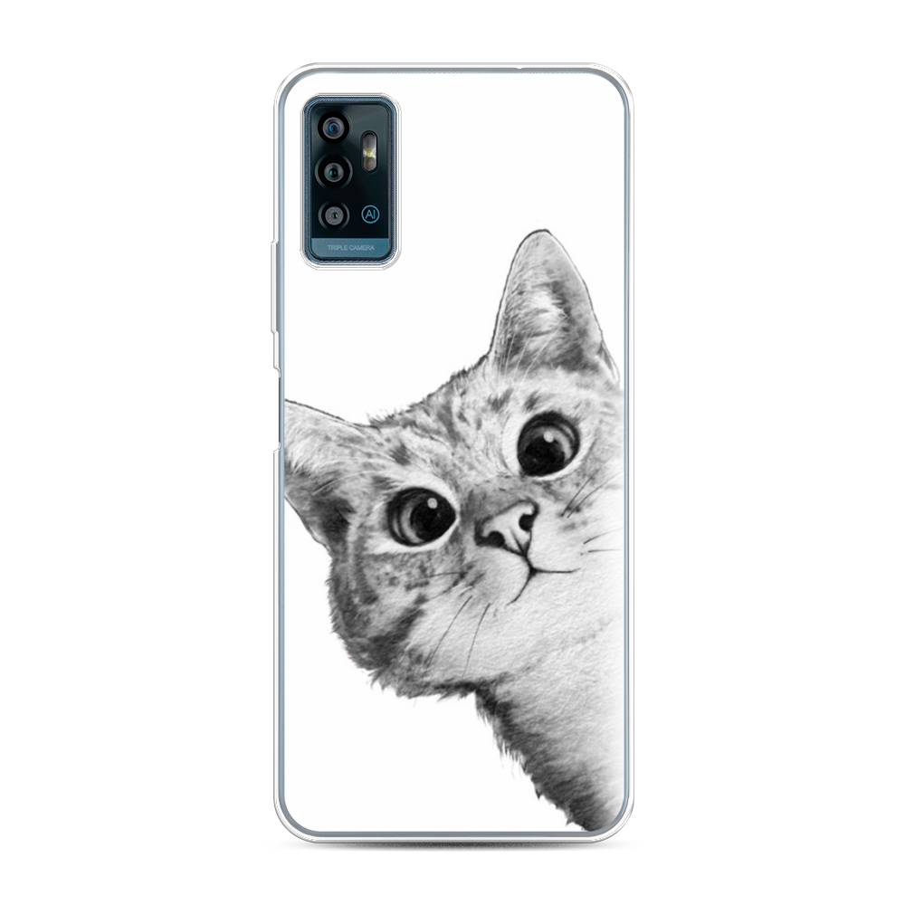фото Чехол awog "кот рисунок черно-белый" для zte blade a71