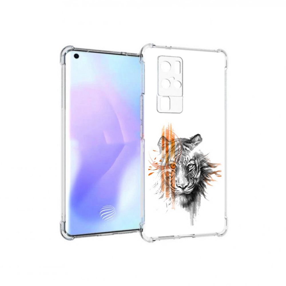 

Чехол MyPads Tocco для Vivo X50 Pro огненный тигр (PT226970.404.526), Прозрачный, Tocco