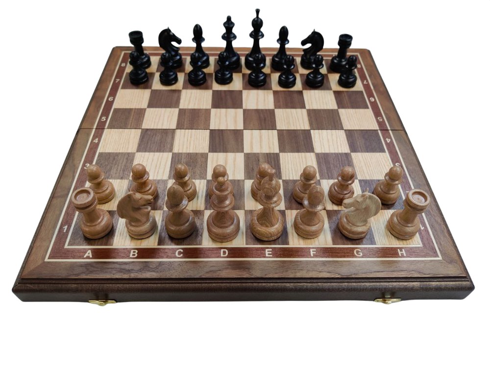 Шахматы Lavochkashop орех, ясень и бук доска 50 х 50 см, фигуры с утяжелением nh435br