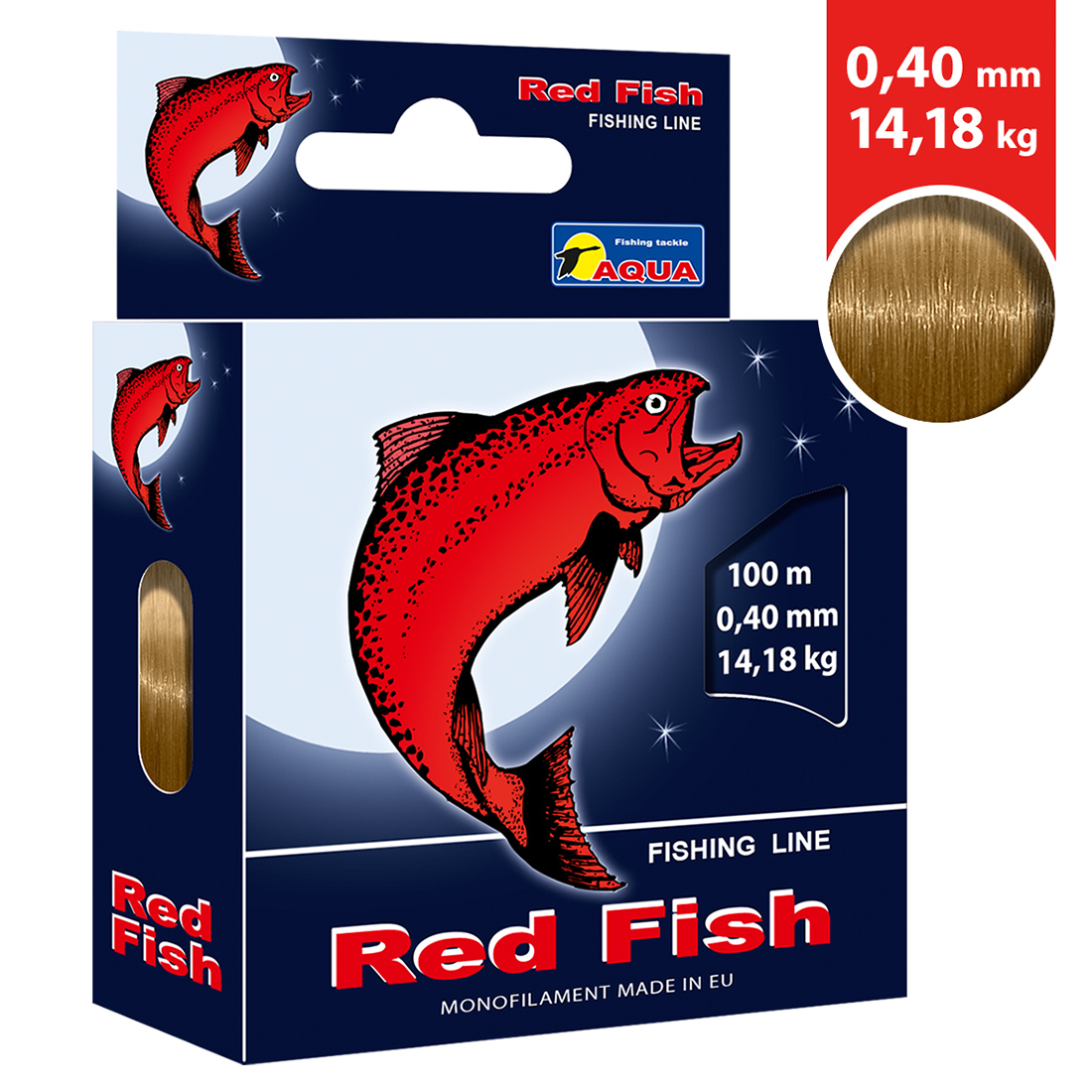 Леска AQUA Red Fish 0,40mm 100m, цвет - серо-коричневый, test - 14,18kg