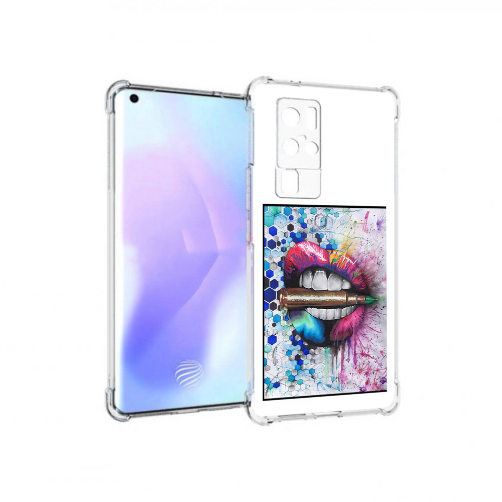 

Чехол MyPads Tocco для Vivo X50 Pro разноцветные губы с пулей (PT226970.404.571), Прозрачный, Tocco