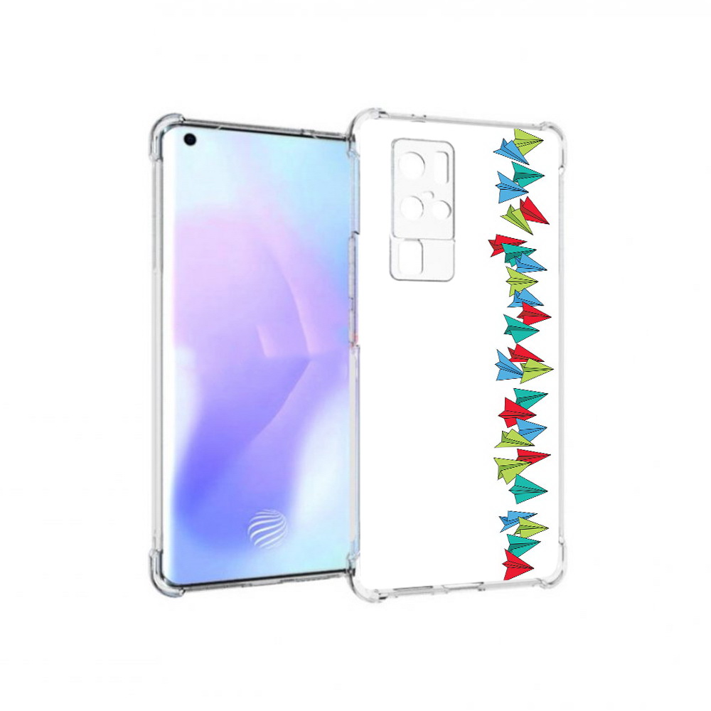 

Чехол MyPads Tocco для Vivo X50 Pro самолетики из листочков (PT226970.404.593), Прозрачный, Tocco