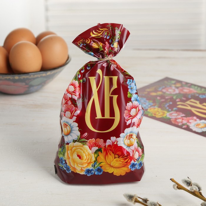 

Пасхальный подарочный пакет «Орнамент», 14.5 × 20 см, Пасха. жостово