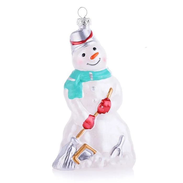 Елочная игрушка Феникс Present Снеговик с метлой 80548 1 шт. белый