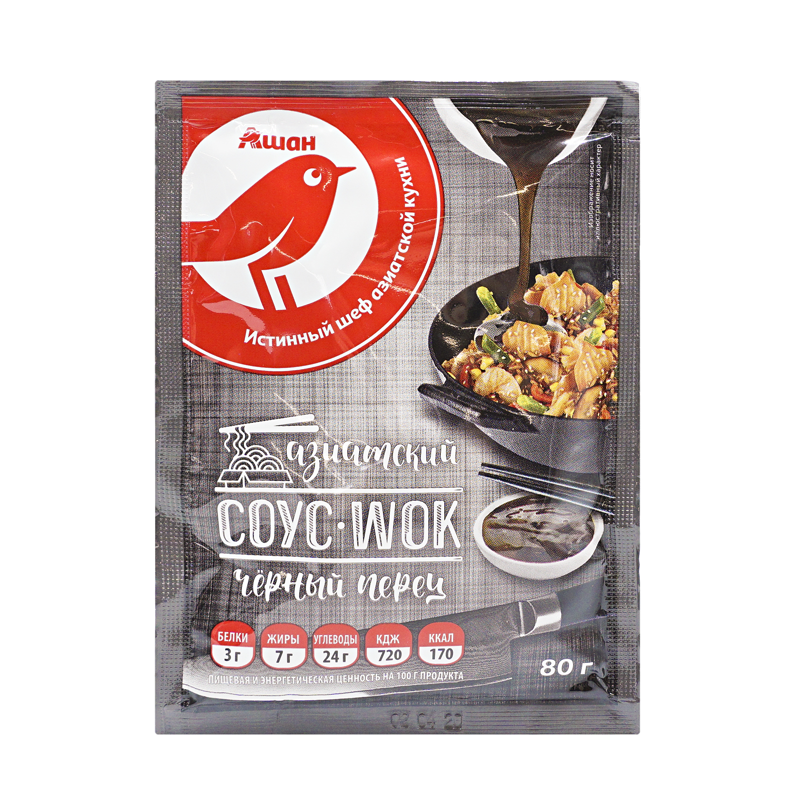 фото Соус-wok ашан красная птица азиатский черный перец 80 г