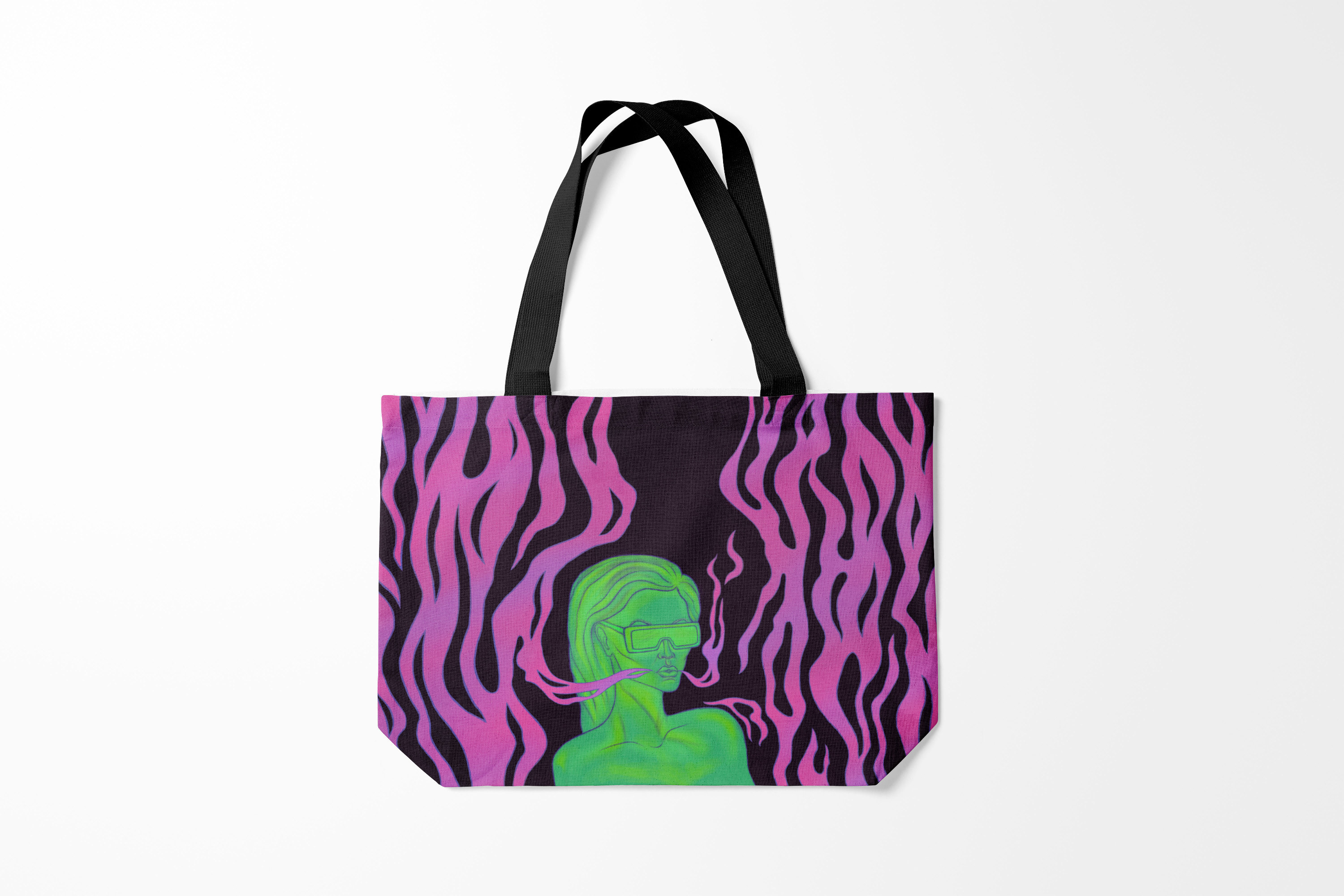 

Сумка шoппер унисекс Burnettie Разные Neon style, розовый; черный, Разные Neon style
