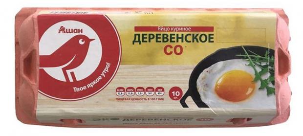Яйца куриные АШАН Красная птица деревенские С0 10 шт 134₽