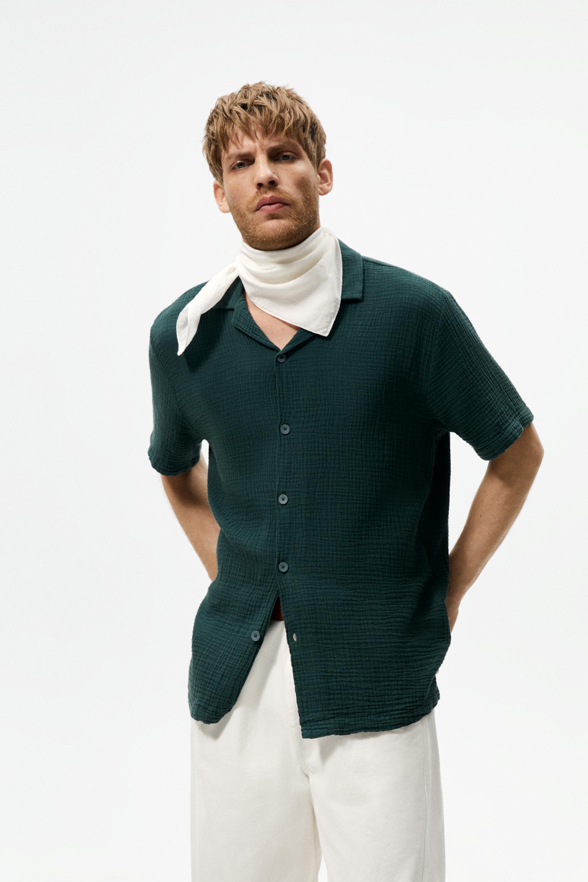 

Рубашка мужская ZARA 05705045 зеленая L, 05705045