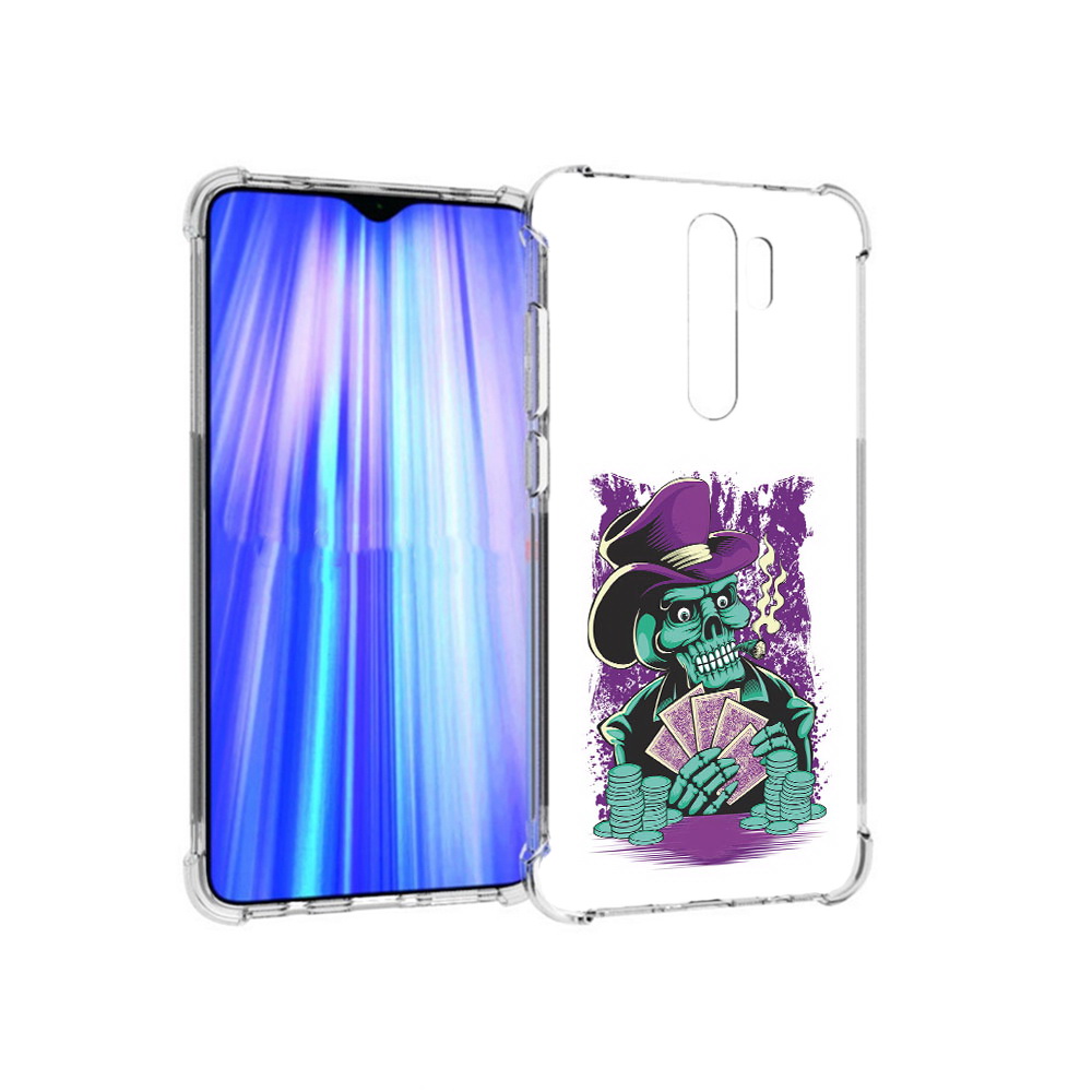 

Чехол MyPads Tocco для Xiaomi Redmi Note 8 Pro зеленый череп с картами (PT135544.276.361), Прозрачный, Tocco