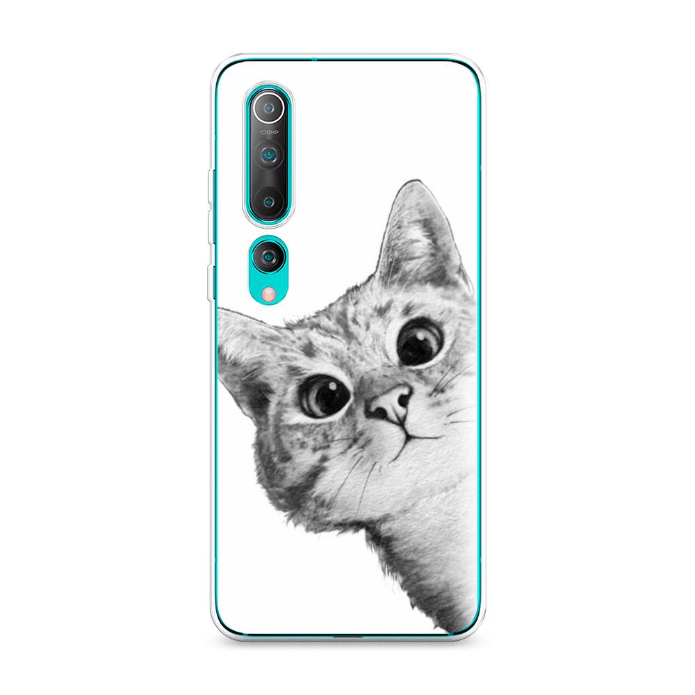 

Чехол Awog на Xiaomi Mi 10 "Кот рисунок черно-белый", Разноцветный, 37550-1