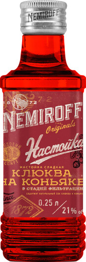 

Настойка Nemiroff сладкая Клюква на коньяке 21% 0,25 л