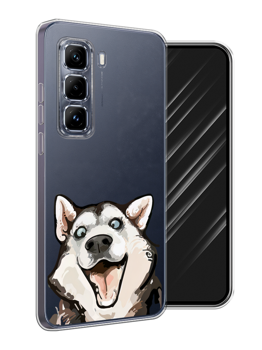

Чехол Awog на Infinix Hot 50 Pro Plus "Радостный хаски", Белый;голубой;черный, 3107050-1