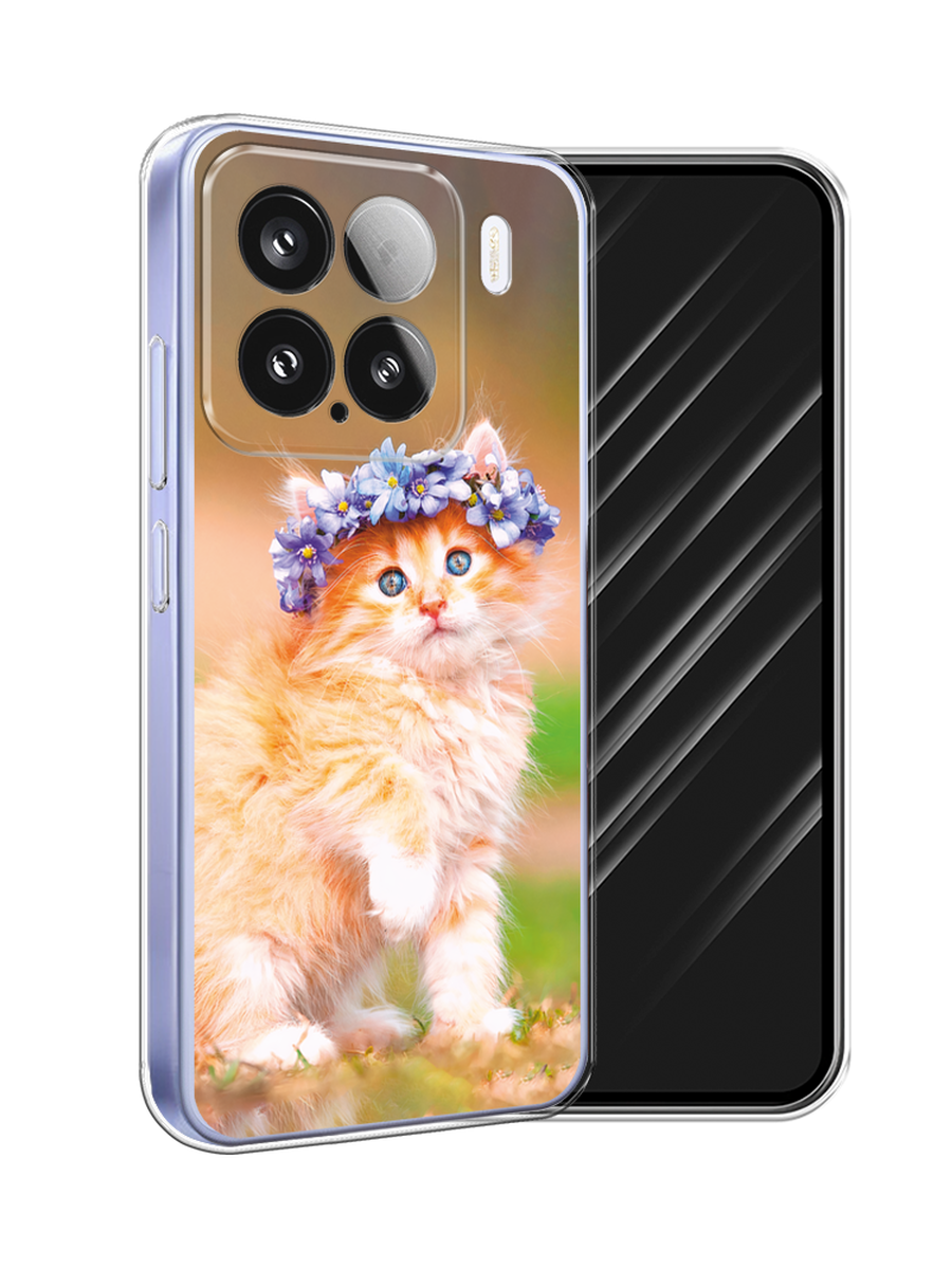 

Чехол Awog на Xiaomi 15 "Рыжий кот в венке", Коричневый;синий, 323650-1