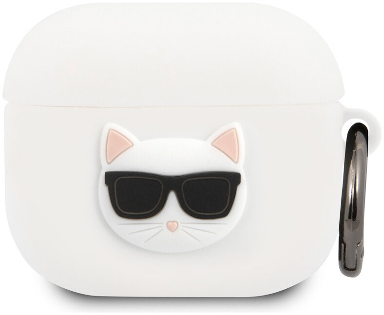 Чехол с карабином Karl Lagerfeld Silicone case Choupette для AirPods 3 Белый