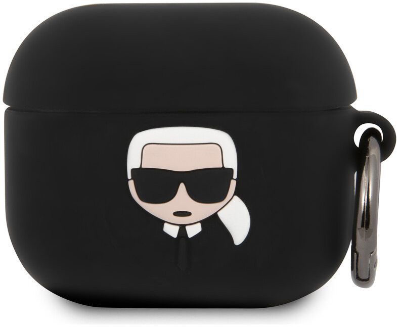 Чехол с карабином Karl Lagerfeld Silicone case Karl для AirPods 3 Черный