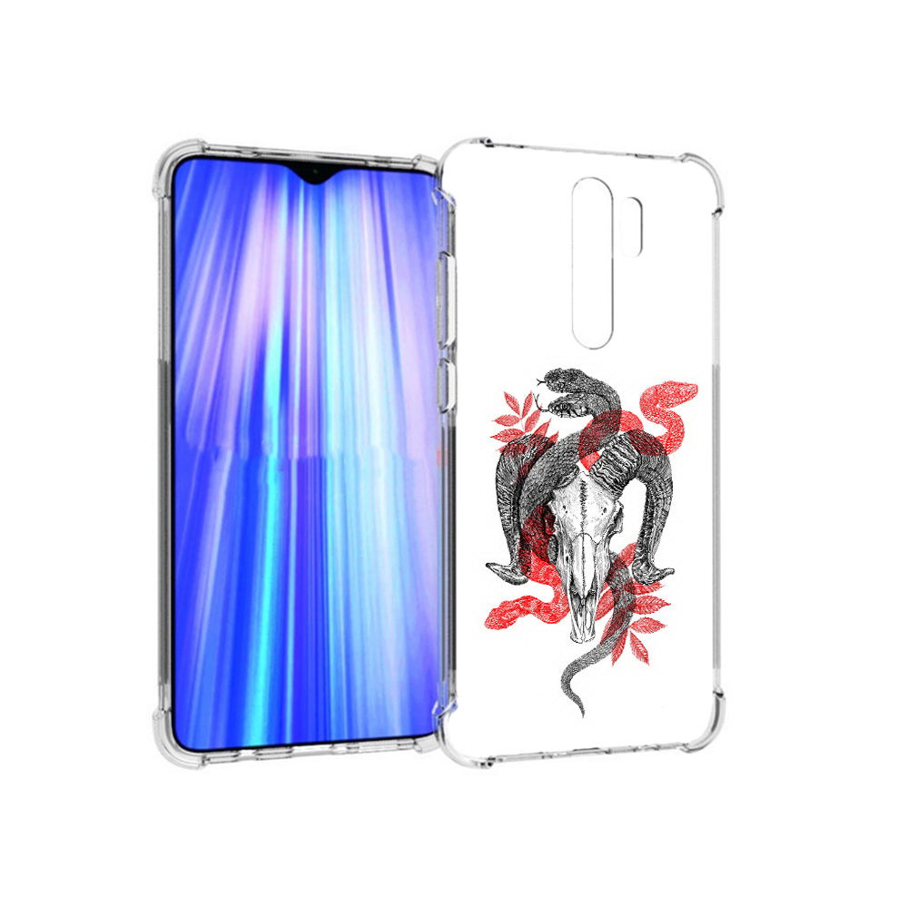 

Чехол MyPads Tocco для Xiaomi Redmi Note 8 Pro змея в черепе рисунок (PT135544.276.365), Прозрачный, Tocco