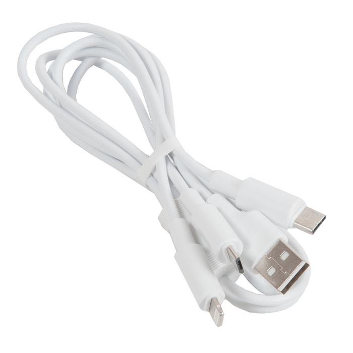 Кабель USB Hoco X25 Soarer 3 в 1 для Lightning, Micro USB, Type-C, 2.0 A, длина 1 м, белый