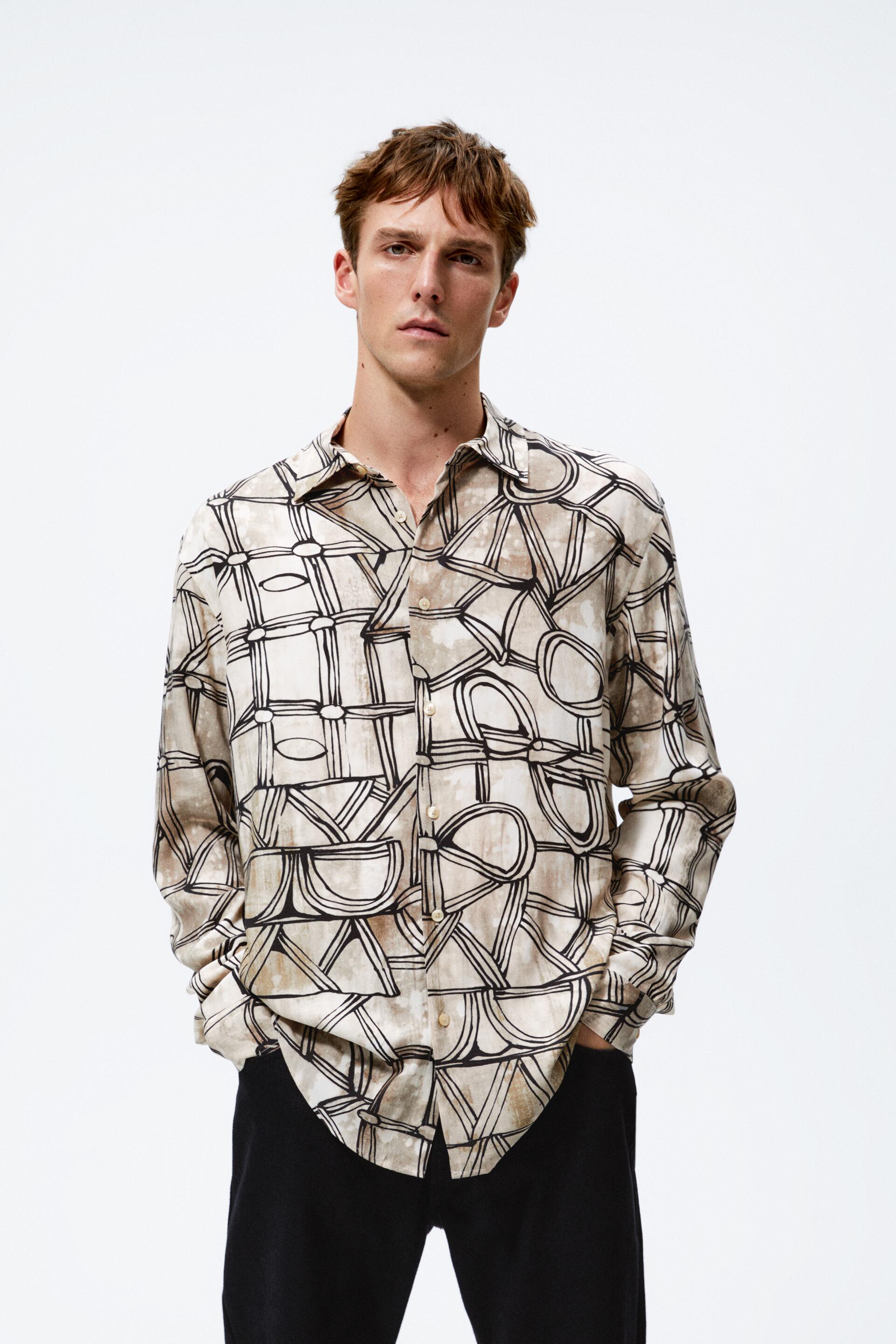

Рубашка мужская ZARA 05984220 бежевая M (доставка из-за рубежа), 05984220