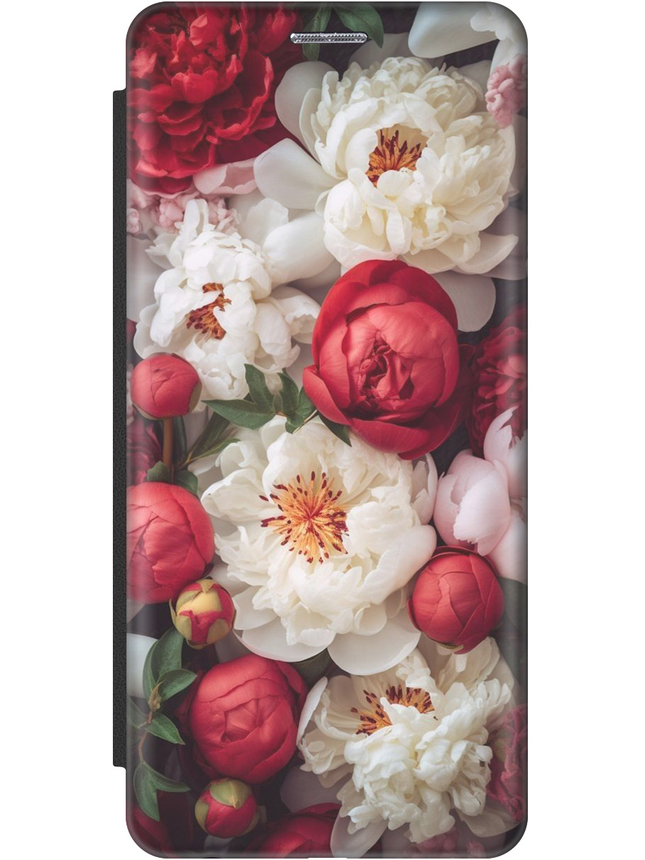 

Чехол-книжка на Honor 90 Lite с рисунком "Бело-красные пионы" черный, Белый;красный, 20001434