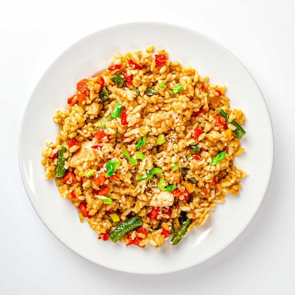

Рис Justfood с курицей по-китайски и овощами, 254 г