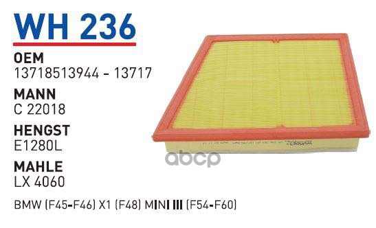 

Фильтр Воздушный Bmw (F45-F46) X1 (F48) Mini Iii (F54-F60) Wunder Filter Wh236 WUNDER filt