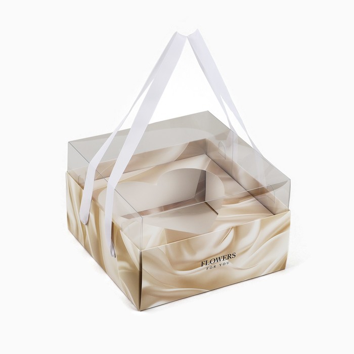 

Коробка для цветов Дарите Счастье с PVC крышкой Для тебя 23,5х23,5х15см, Коллекция упаковки "Шёлк"