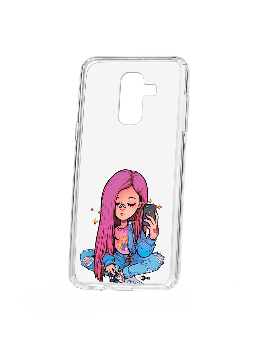 фото Чехол на samsung galaxy a6 plus (2018) a605f kruche print pink hair кruче