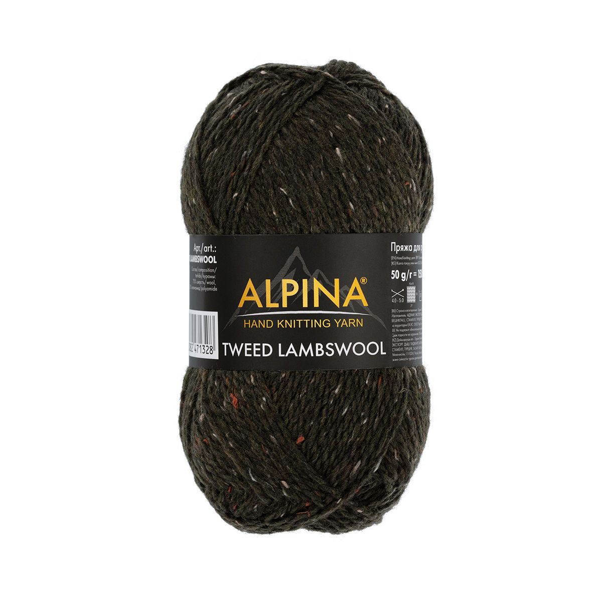 

Пряжа ALPINA TWEED LAMBSWOOL 75% шерсть, 25% полиамид 2 шт х 50 г 150 №05 хаки