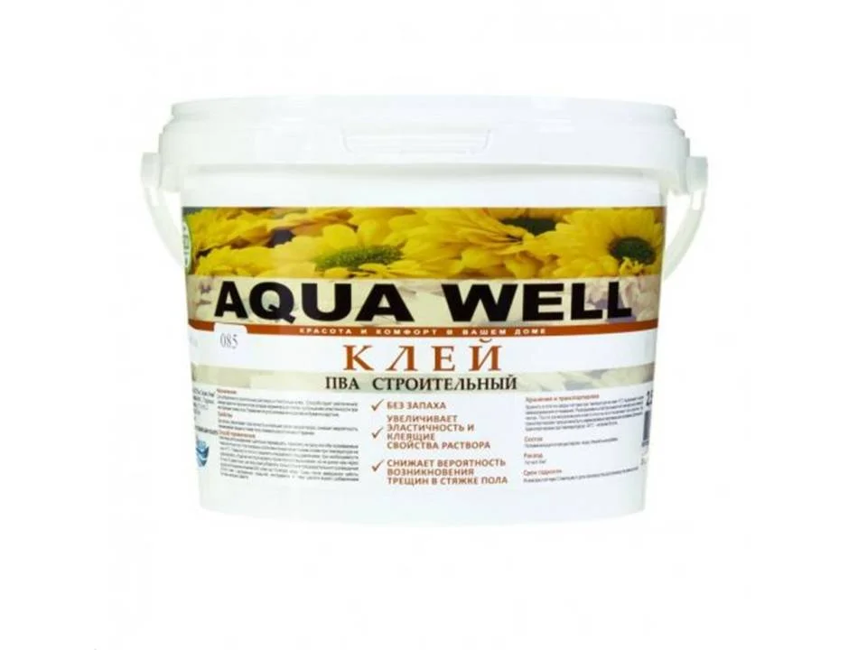 фото Клей пва строительный aqua well 0,9 кг