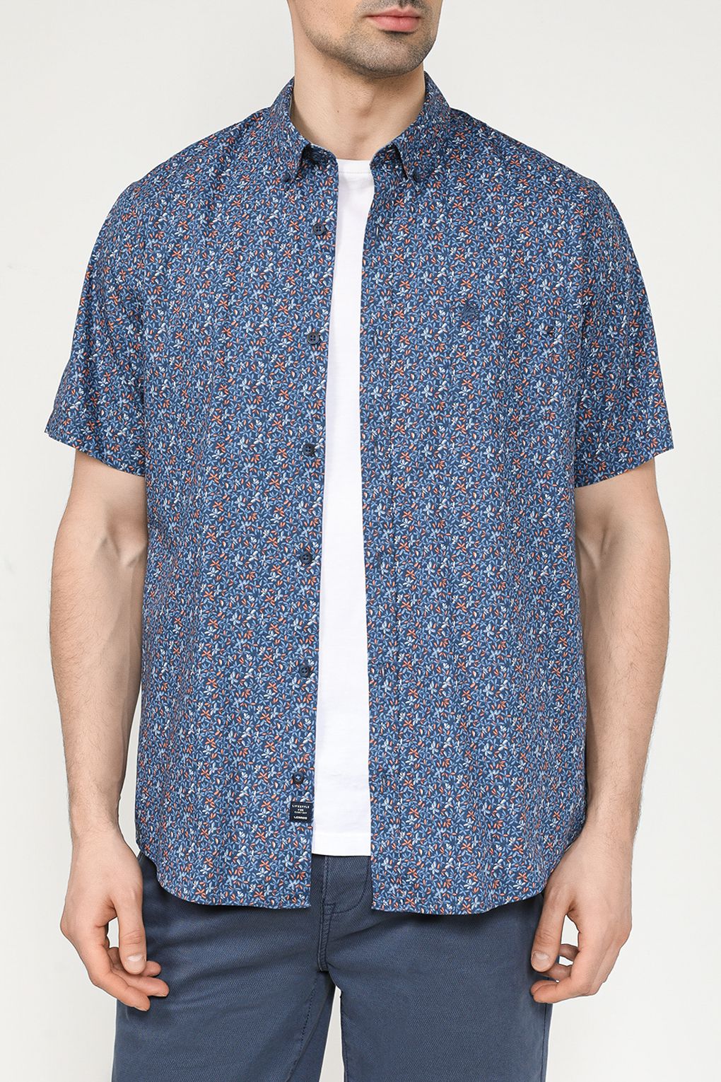 

Рубашка мужская LERROS 2432104 синяя 2XL, Синий, 2432104