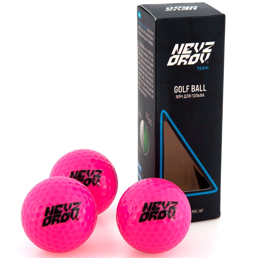 Мяч для гольфа Nevzorov Team 3, розовый, 3 шт