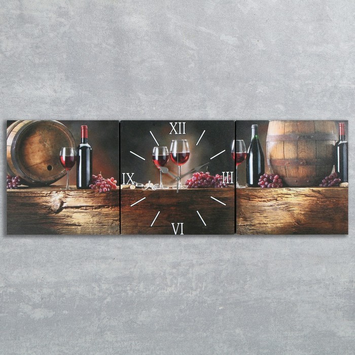 Часы Сюжет серия: Интерьер, модульные, Вино, 35х110 см