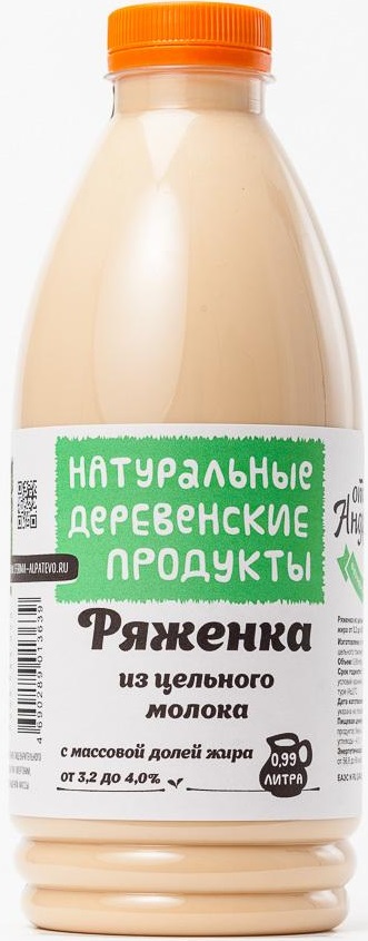 Ряженка От Андреича из цельного молока, 3,2-4,0%, 990 мл