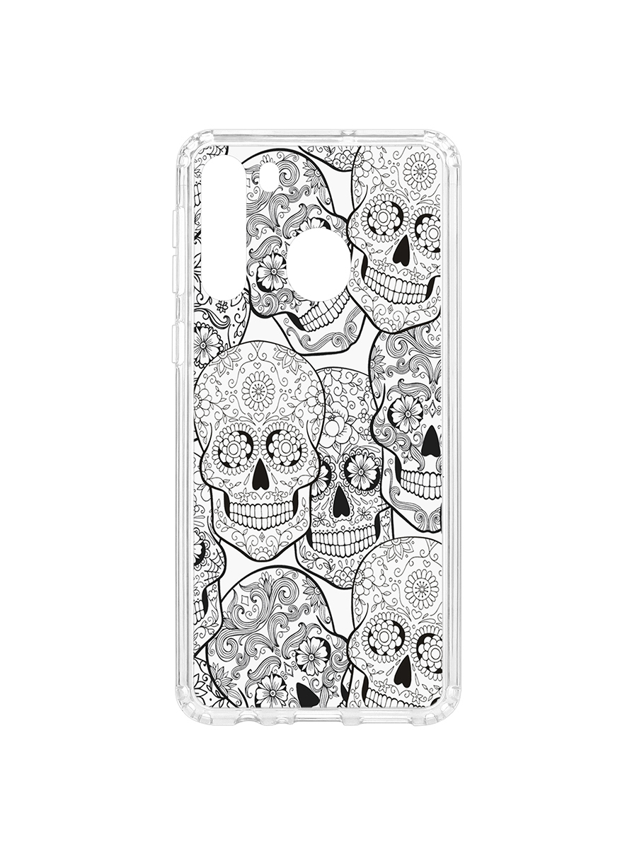 

Чехол на Samsung Galaxy A21 Kruche Print Skull Black