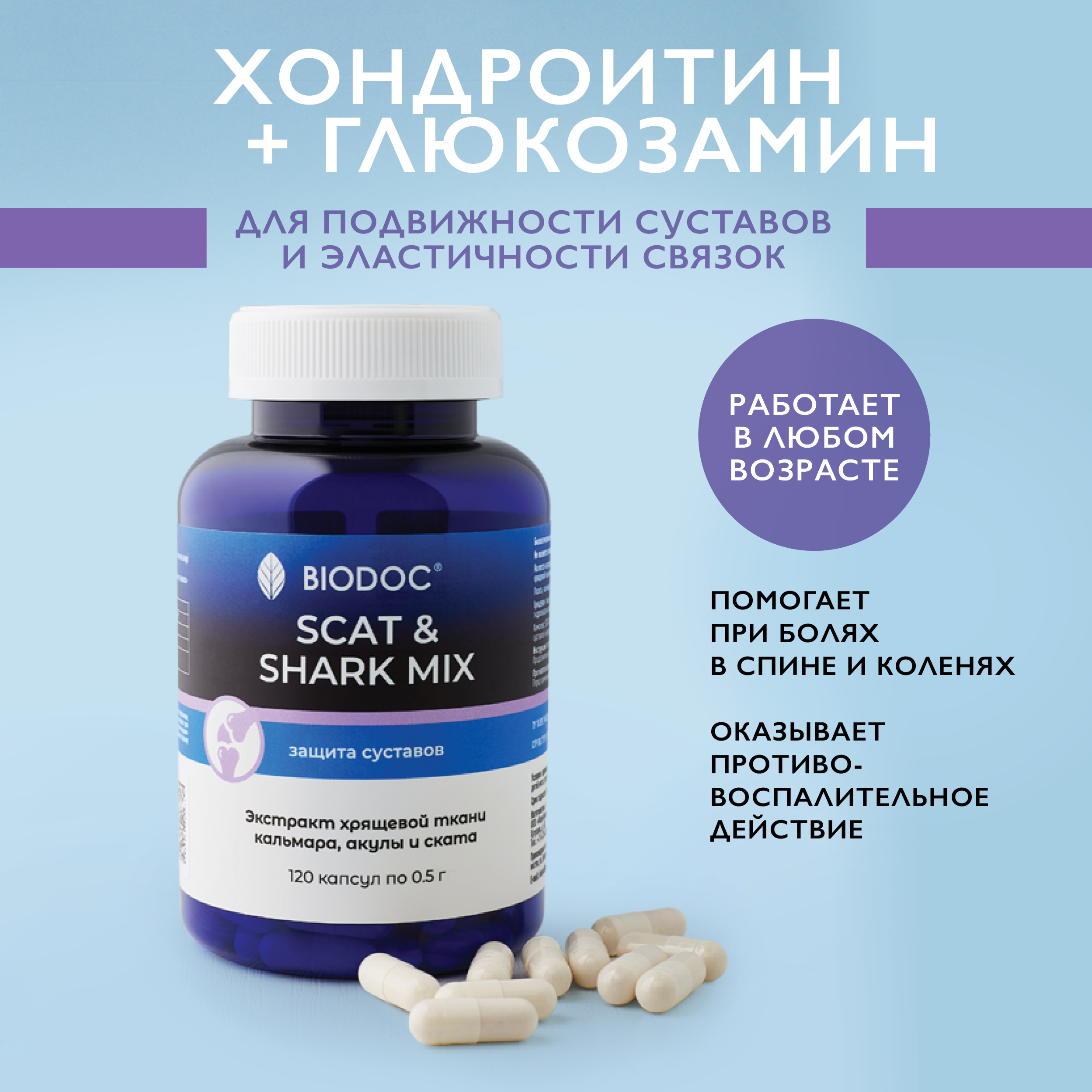 

Комплексный хондропротектор BIODOC для суставов и связок, капсулы, 120 шт