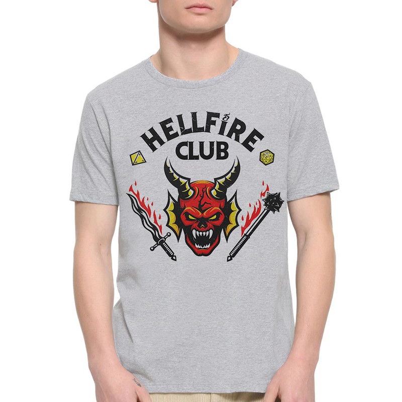 

Футболка мужская Dream Shirts Hellfire Club - Очень странные дела серая S, Hellfire Club - Очень странные дела