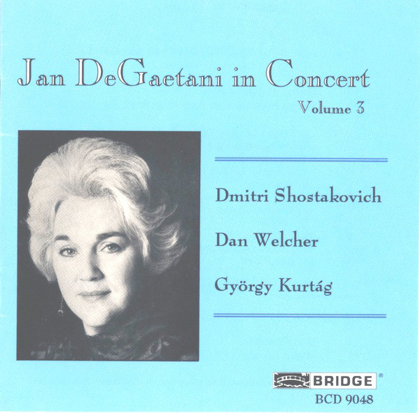 Jan DeGaetani in Concert, Vol. 3 (1 CD)