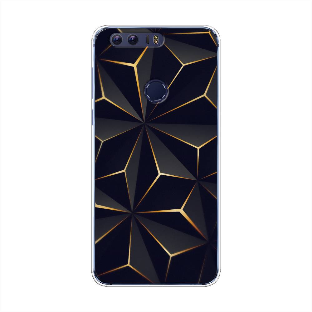 

Чехол на Honor 8 "Черные полигоны", Золотистый;черный, 60950-3
