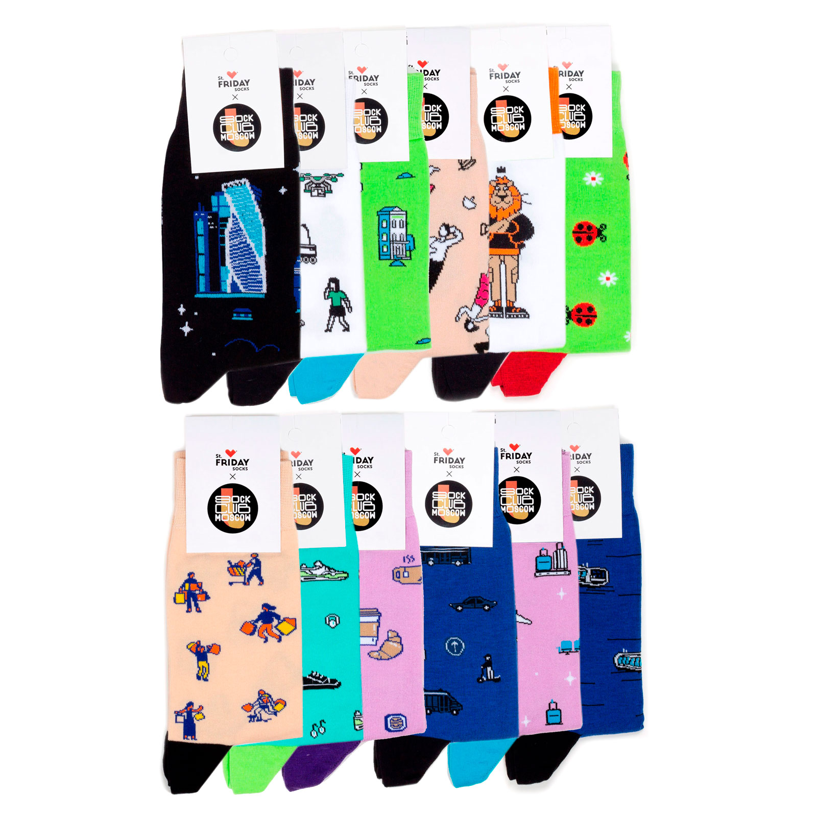 

Комплект носков унисекс St. Friday Socks SET12PAIR разноцветных, Разноцветный, SET12PAIR