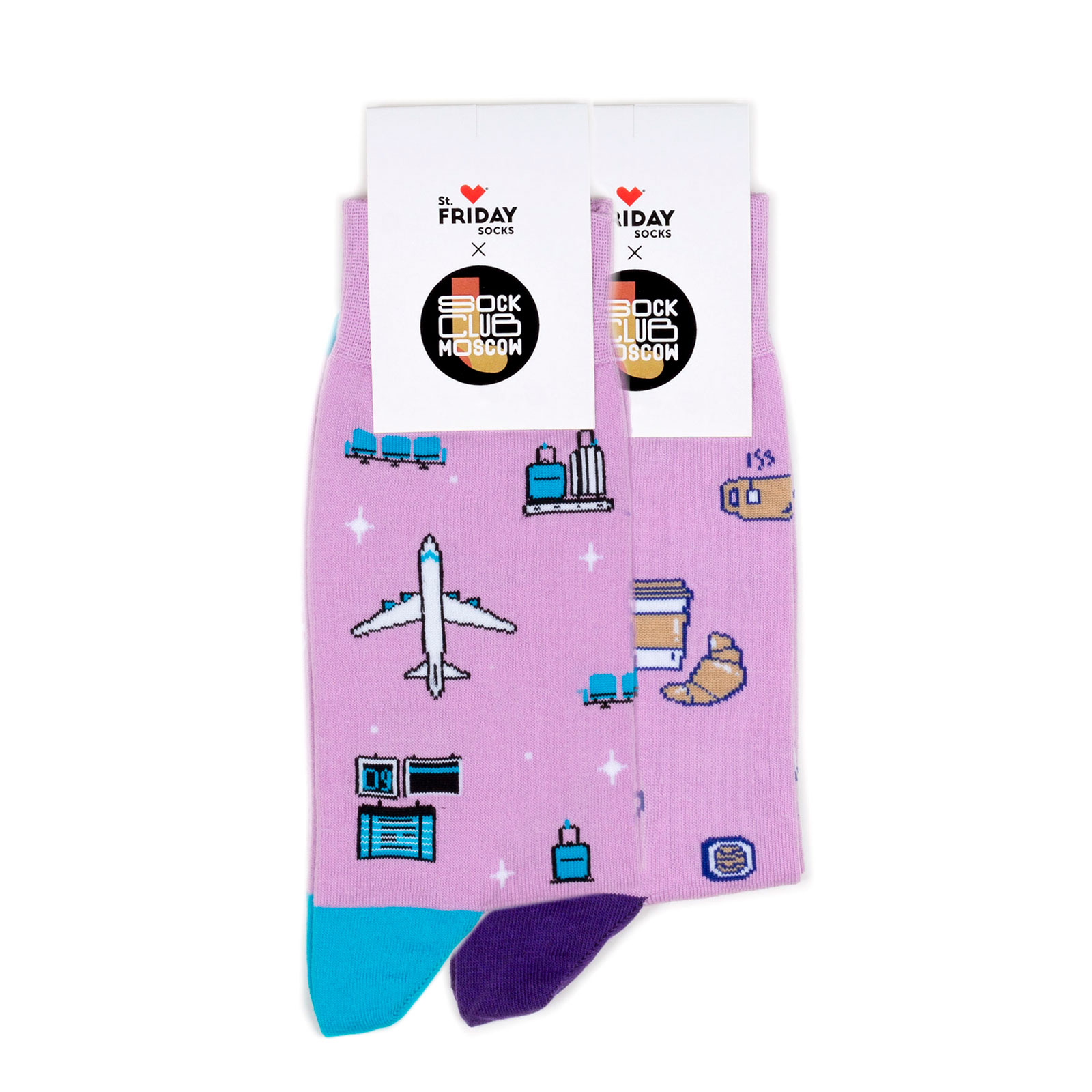 

Комплект носков унисекс St. Friday Socks Надписи фиолетовый/голубой/коричневый 34-37, Надписи