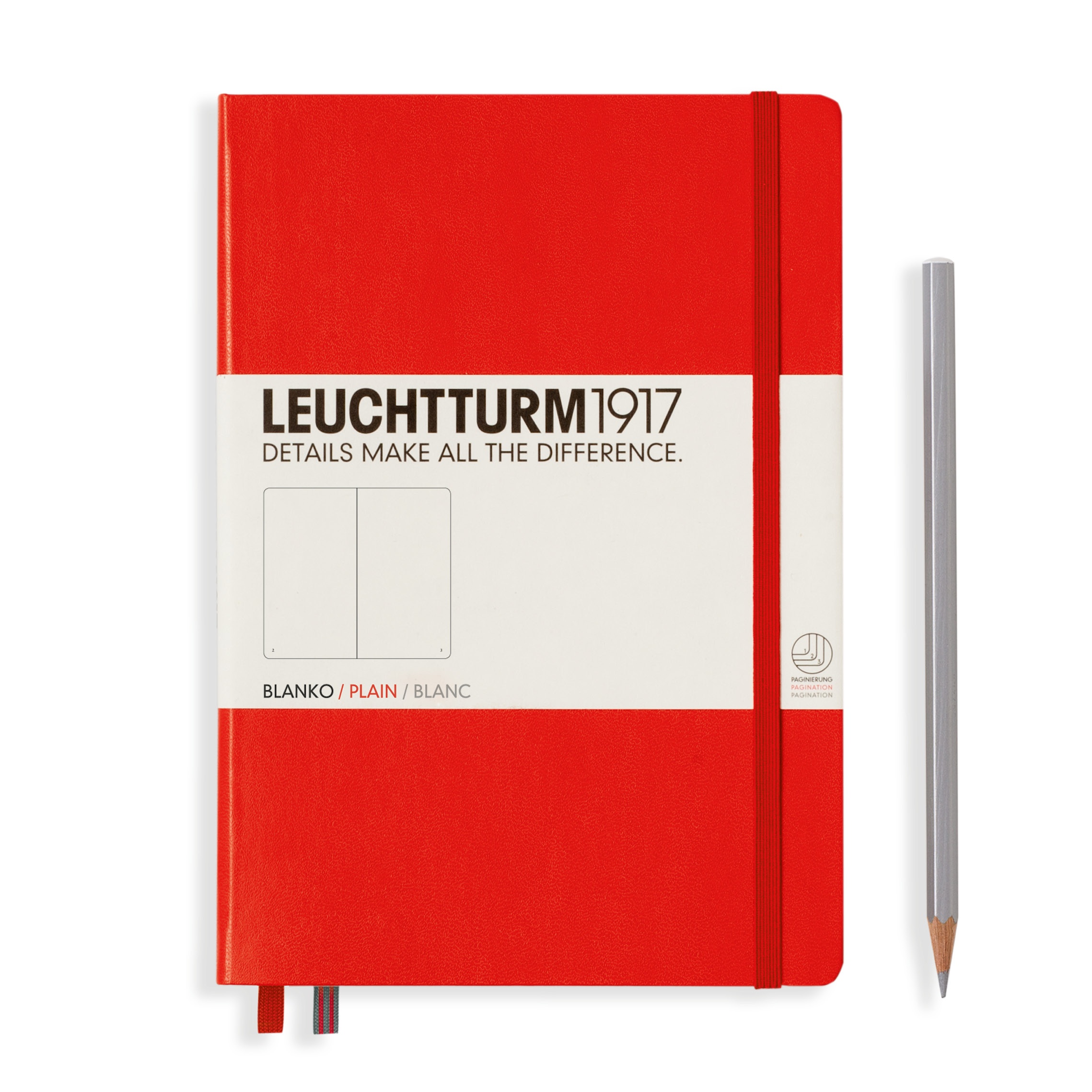 

Блокнот Leuchtturm A5 (нелинованный) 125 листов красный твердая обложка, Hardcover Medium