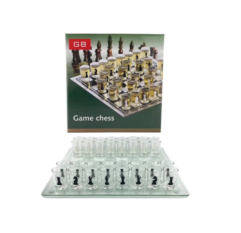 фото Настольная игра "пьяные шахматы". 32 рюмки -стопки, игровое поле 25х25 см wellywell