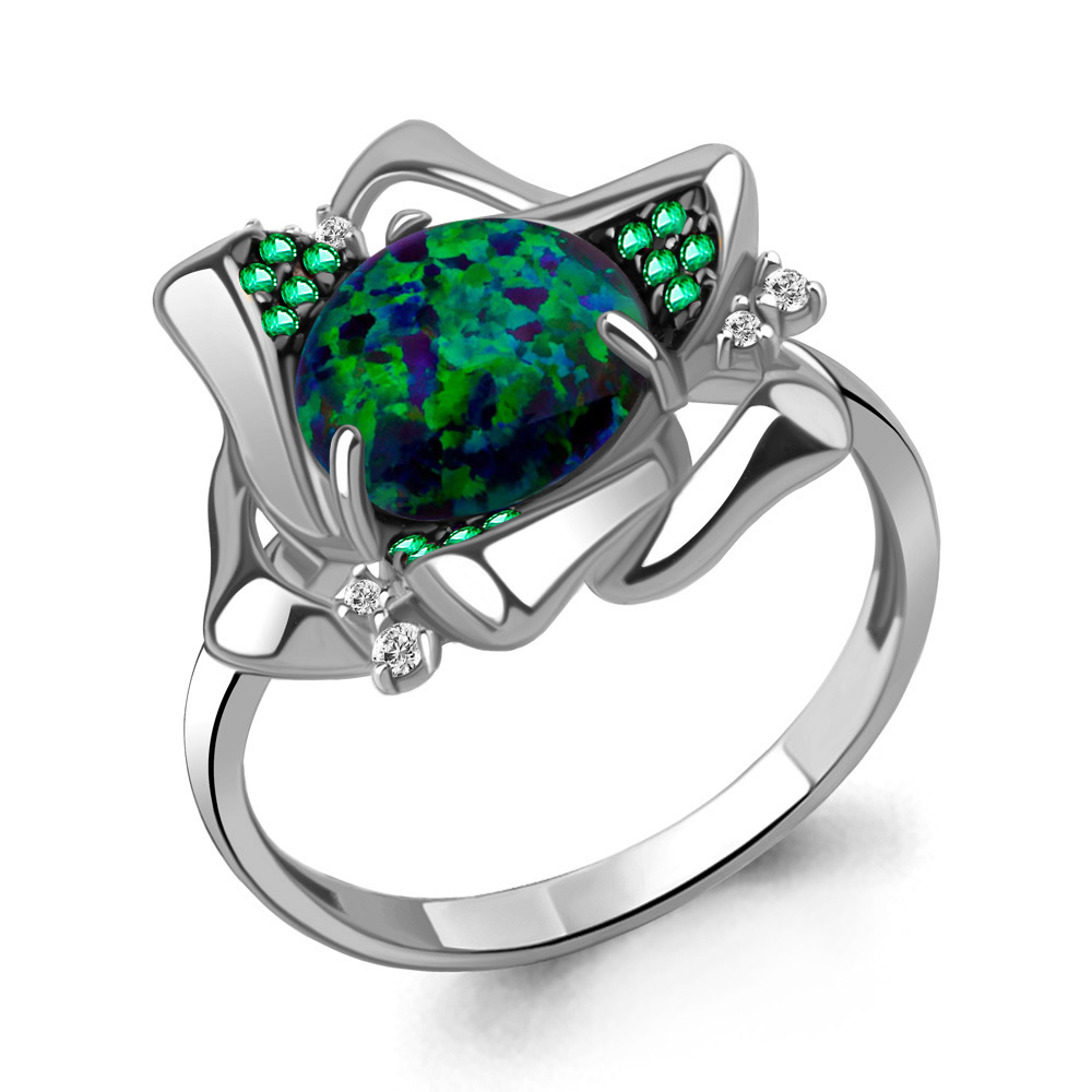 

Кольцо из серебра с изумрудом р. , Aquamarine 6900196Г_925_р, 6900196Г_925_р