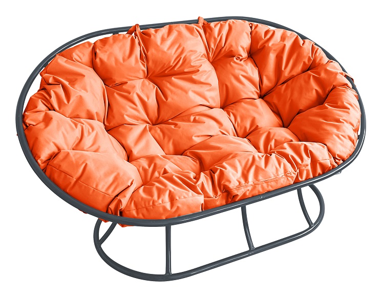 фото Диван садовый m-group мамасан без ротанга серое оранжевая подушка