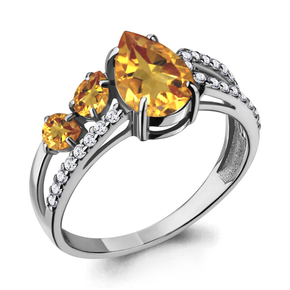 

Кольцо из серебра с цитрином р. 18 Aquamarine 6900306А_925_р, 6900306А_925_р