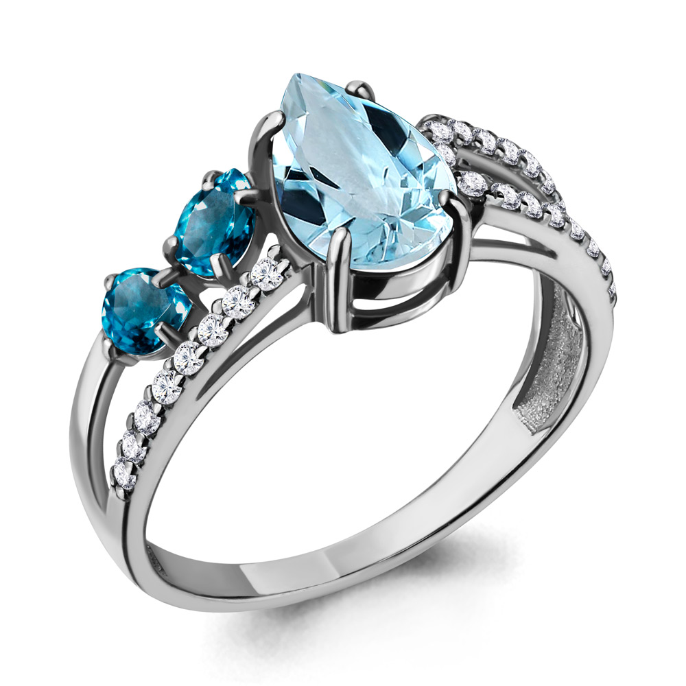 фото Кольцо из серебра с топазом р. 17,5 aquamarine 69003600а_925_р