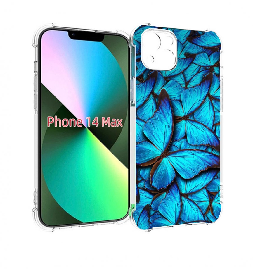 

Чехол MyPads бирюзовые бабочки для iPhone 14 Plus (6.7), Прозрачный, Tocco