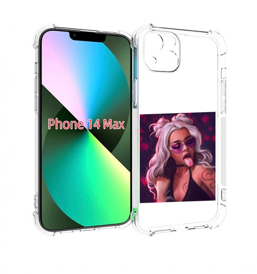 

Чехол MyPads блестящий-язык женский для iPhone 14 Plus (6.7), Прозрачный, Tocco