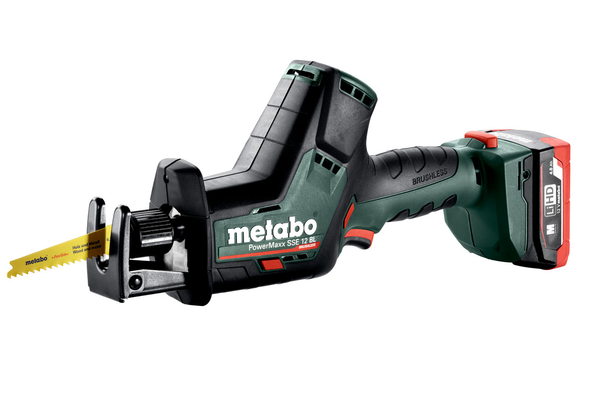 фото Аккумуляторная сабельная пила metabo powermaxx sse 12 bl 2х4.0 ач (602322800)