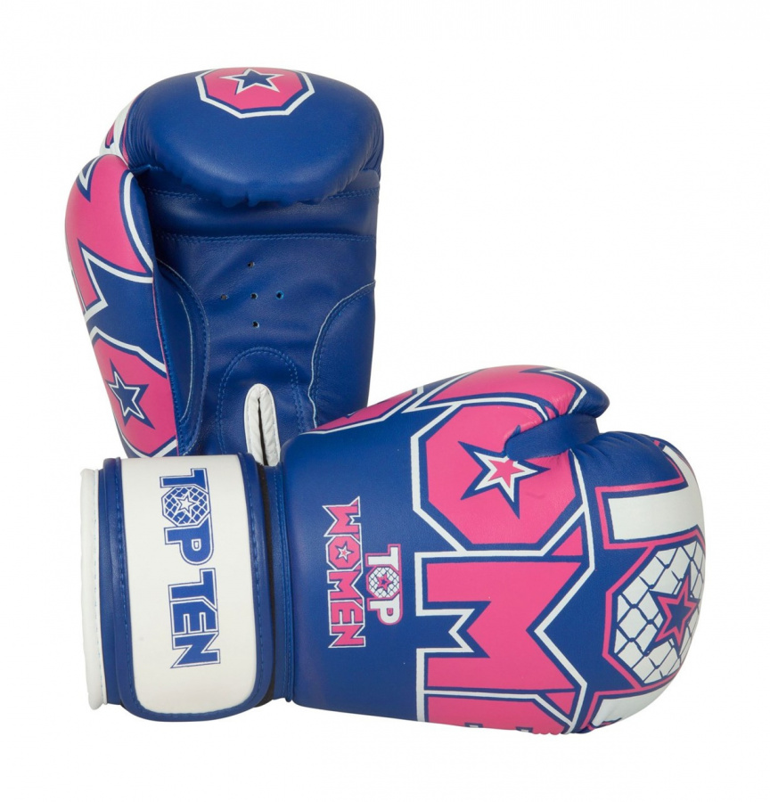 фото Top ten top ten боксерские тренировочные перчатки сине- розовые womens